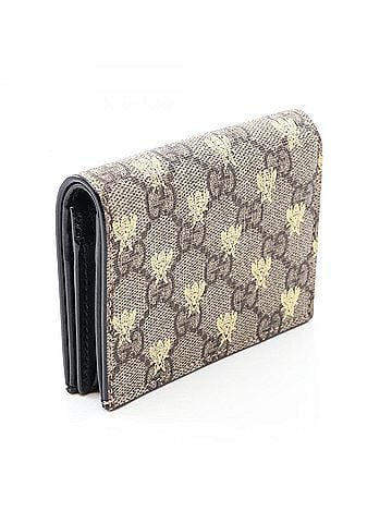 Gucci Gucci GG Supreme Bee Bi-fold Wallet, Leather, Women's, Beige/Gold Tone, 508757 (view 2)