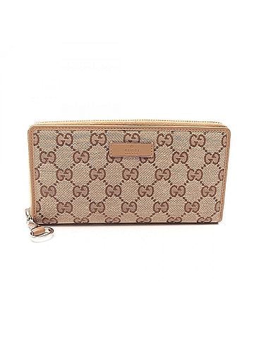 Gucci Gucci GG Canvas Round Zip Wallet, Leather and Canvas, Women's, Beige/Brown, 224246 (view 1)