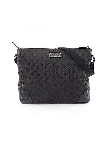 Gucci Gucci GG Canvas Shoulder Bag/Handbag, and Leather, Men's/Women's, Black, 110054 (view 1)
