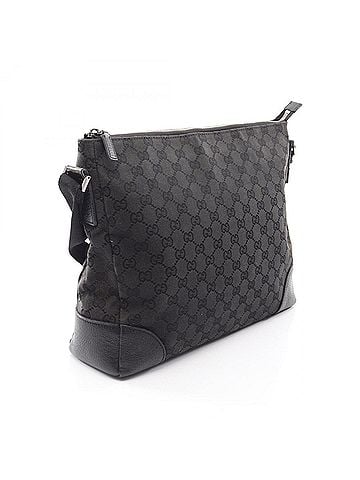 Gucci Gucci GG Canvas Shoulder Bag/Handbag, and Leather, Men's/Women's, Black, 110054 (view 2)