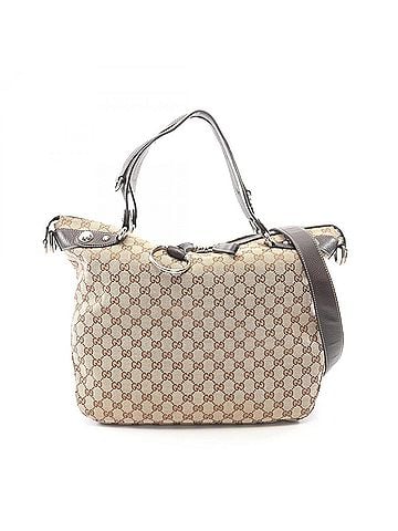 Gucci Gucci GG Canvas 2-Way Tote Bag/Handbag, and Leather, Women's, Beige/Brown, Item No. 232949 (view 1)