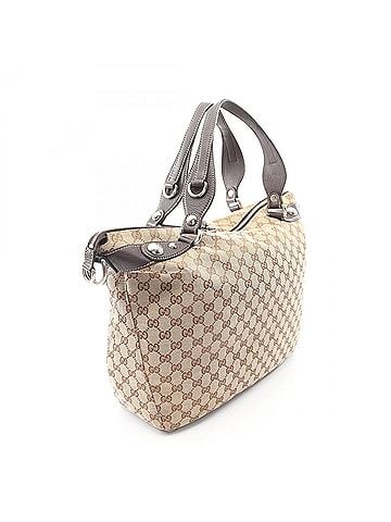 Gucci Gucci GG Canvas 2-Way Tote Bag/Handbag, and Leather, Women's, Beige/Brown, Item No. 232949 (view 2)