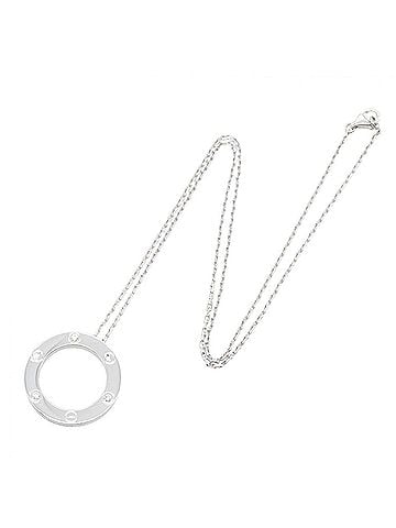 Cartier Cartier Love Circle 3PD Necklace, 18K White Gold (18KWG), Diamond, Women's, Silver/Clear Tone (view 2)