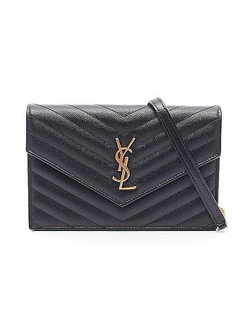 Yves Saint Laurent Yves Saint Laurent Saint Laurent Paris Cassandra Envelope Shoulder Bag/Handbag, Leather, Women's, Black, 742920BOW01 (view 1)