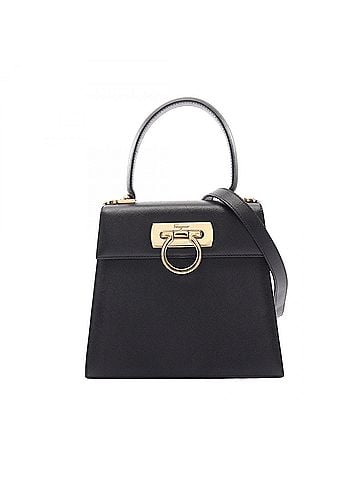 Salvatore Ferragamo Salvatore Ferragamo Gancini 2-Way Handbag, Leather, Women's, Black, 21 2193 (view 1)