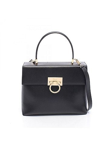 Salvatore Ferragamo Salvatore Ferragamo Gancini 2-Way Handbag, Leather, Women's, Black (view 1)