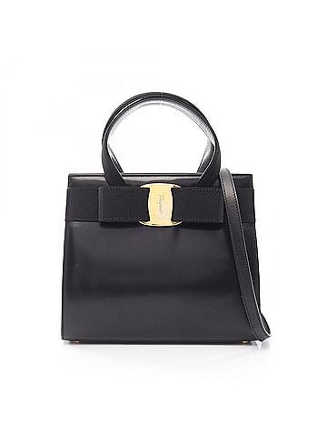 Salvatore Ferragamo Salvatore Ferragamo Vara Ribbon 2-Way Handbag, Leather, Women's, Black, Item No. 21 4178 (view 1)