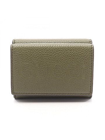 Gucci Gucci Mini Wallet Logo Tri-fold Leather Women's Khaki 736151 (view 1)