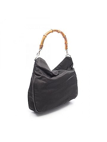 Gucci Gucci Bamboo Shoulder Bag/Handbag, Canvas and Leather, Women's, Black, 001 1998 1577 (view 2)