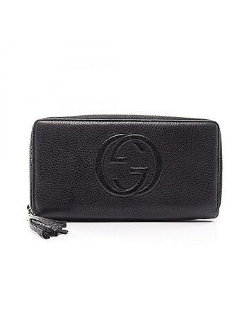 Gucci Gucci Soho Interlocking G Round Long Wallet, Leather, Women's, Black, 308004 (view 1)