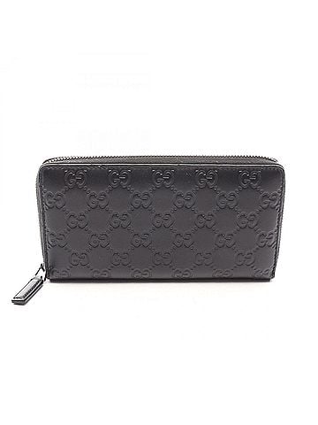 Gucci Gucci Guccissima Round Long Wallet, Leather, Women's, Black, 307987 (view 1)