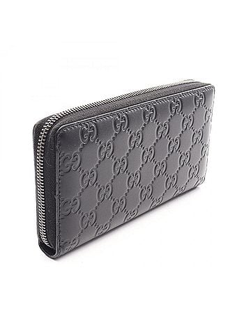 Gucci Gucci Guccissima Round Long Wallet, Leather, Women's, Black, 307987 (view 2)