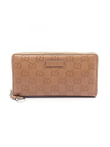 Gucci Gucci Guccissima Round Long Wallet, Leather, Women's, Brown, 224246 (view 1)