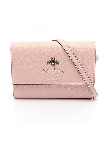 Gucci Gucci Animalier Bee Shoulder Bag/Handbag, Leather, Women's, Pink, 498097 (view 1)