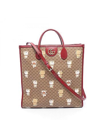 Gucci Gucci x Doraemon GG Supreme 2-Way Tote Bag/Handbag, Coated Canvas and Leather, Women's, Brown/Red/Multicolor, 654345 (view 1)