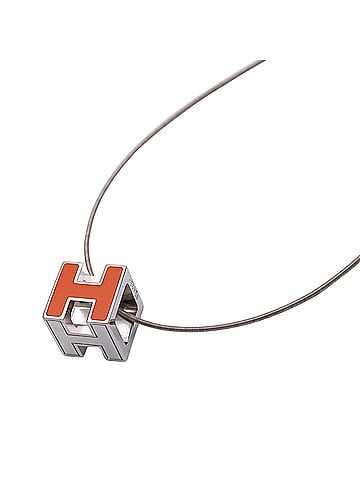 Hermès Hermes HERMES Necklace for Women, Brand Name, Cage d'H H Cube, Orange Silver (view 1)