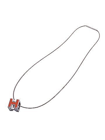 Hermès Hermes HERMES Necklace for Women, Brand Name, Cage d'H H Cube, Orange Silver (view 2)
