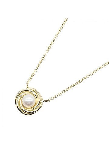 Tiffany & Co. Tiffany &amp; Co. Twist Circle Pearl Necklace, 18K (Yellow Gold), Pearl, Women's, Gold/White Tones (view 1)