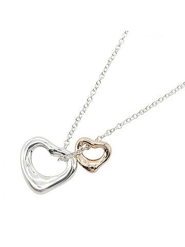 Tiffany & Co. Tiffany &amp; Co. Double Open Heart Necklace, 18K Pink Gold (PG) and Sterling Silver 925, Women's, Tone, Tone (view 1)