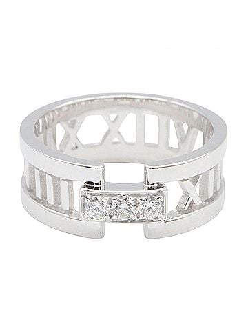 Tiffany & Co. Tiffany &amp; Co. Atlas Ring, Diamond 18K White Gold (18KWG), Women's Silver Tone, Clear Tone (view 2)
