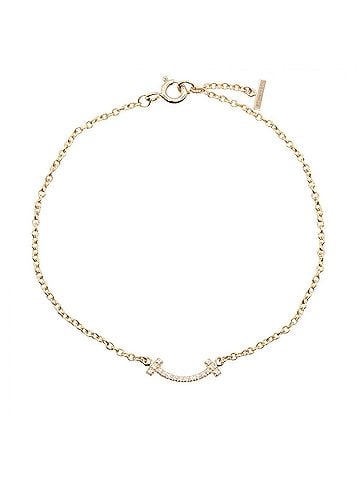 Tiffany & Co. Tiffany &amp; Co. T Smile Mini Diamond Bracelet - 18K Pink Gold (PG) Women's Tone Clear (view 1)