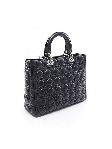 Christian Dior Christian Dior Dior Lady Large Cannage 2-Way Handbag, Leather, Women's, Black (view 2)