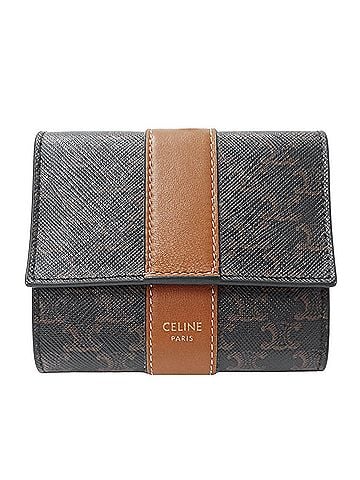 Céline Celine CELINE Women's Wallet, Brand Name, Bi-fold Triomphe Leather, Brown, Mini Compact Wallet (view 1)