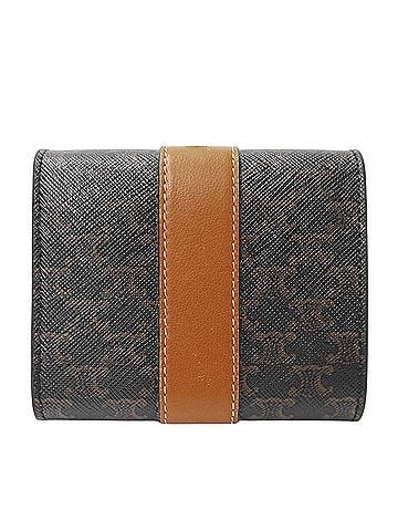 Céline Celine CELINE Women's Wallet, Brand Name, Bi-fold Triomphe Leather, Brown, Mini Compact Wallet (view 2)