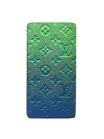 Louis Vuitton Louis Vuitton LOUIS VUITTON Men's Wallet, Brand Long Taurillon Illusion, Portefeuille Brazza, Blue Vert, M81255, Gradient (view 2)