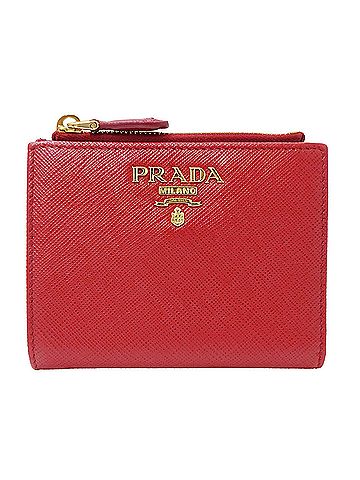Prada Prada PRADA Women's Bi-fold Wallet, Saffiano Leather, Red, 1ML023, Mini Compact Wallet (view 1)