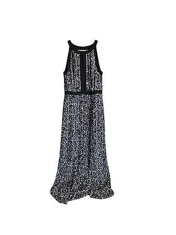 White House Black Market WHBM White House Black Market Printed Sleeveless Maxi Dress Casual Dress (view 1)