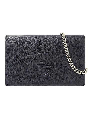 Gucci Gucci women's brand shoulder wallet, Soho leather, navy, 407041, chain wallet. (view 1)