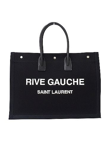 Saint Laurent Saint Laurent handbag, women's brand tote bag, Rive Gauche, large canvas, black, with logo. (view 1)