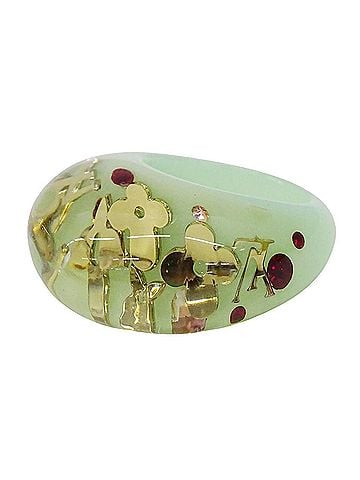 Louis Vuitton Louis Vuitton LOUIS VUITTON Ring for Women, Brand Name Ring, Resin, Bague Inclusion, Green, Size M, Accessory (view 2)