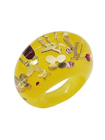Louis Vuitton Louis Vuitton LOUIS VUITTON Ring for Women, Brand Name Ring, Resin, Bague Inclusion, Yellow, Size M, Accessory, Vitamin Color (view 1)