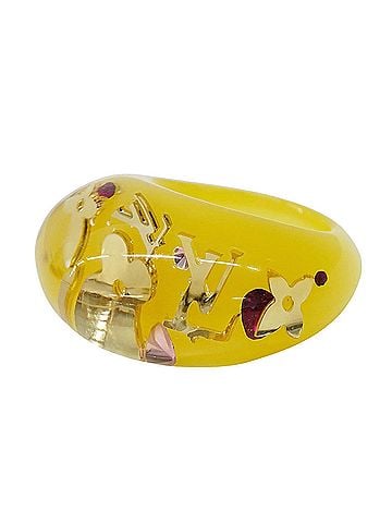 Louis Vuitton Louis Vuitton LOUIS VUITTON Ring for Women, Brand Name Ring, Resin, Bague Inclusion, Yellow, Size M, Accessory, Vitamin Color (view 2)