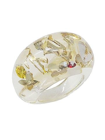 Louis Vuitton Louis Vuitton LOUIS VUITTON Ring for Women, Brand Name Ring, Resin, Bague Inclusion, Clear Gold, M65863, Accessory (view 1)
