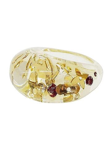 Louis Vuitton Louis Vuitton LOUIS VUITTON Ring for Women, Brand Name Ring, Resin, Bague Inclusion, Clear Gold, M65863, Accessory (view 2)