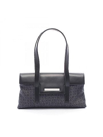 Bvlgari Bulgari BVLGARI Logo Mania Shoulder Bag Handbag Denim Leather Women's Navy Black (view 1)