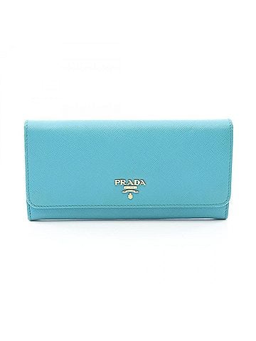 Prada Prada PRADA Bi-fold Long Wallet, Leather, Women's, Blue (view 1)