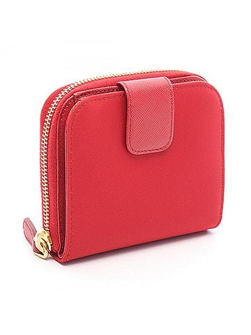 Prada Prada Triangle Plate Bi-fold Wallet, Nylon Leather, Women's, Red, 1ML018 (view 2)