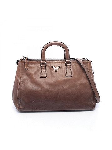 Prada Prada metal logo gradient 2-way tote bag/handbag, leather, women's, brown. (view 1)