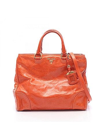 Prada Prada PRADA Metal Logo 2-Way Tote Bag Handbag Leather Women's Orange (view 1)