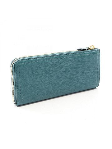 Prada Prada Metal Logo L-shaped Zip Long Wallet, Leather, Women's, Green (view 2)