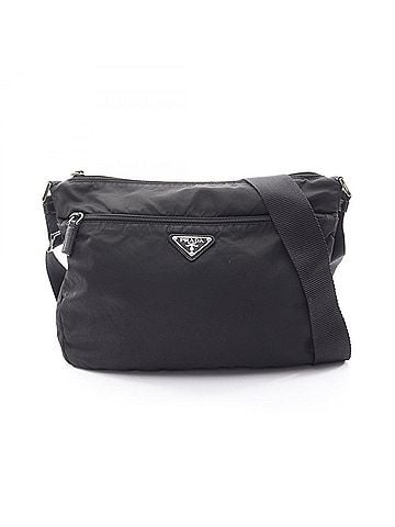 Prada Prada Triangle Logo Shoulder Bag/Handbag, Nylon and Leather, Women's, Black (view 1)