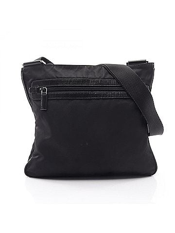 Prada Prada Triangle Logo Shoulder Bag/Handbag, Nylon &amp; Saffiano Leather, Men's Women's, Black (view 1)