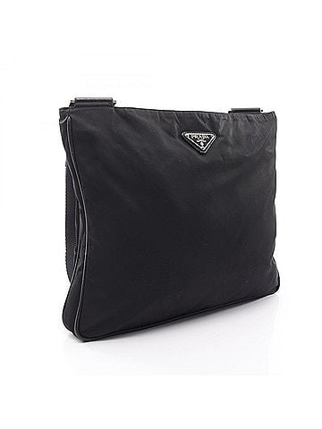 Prada Prada Triangle Logo Shoulder Bag/Handbag, Nylon &amp; Saffiano Leather, Men's Women's, Black (view 2)