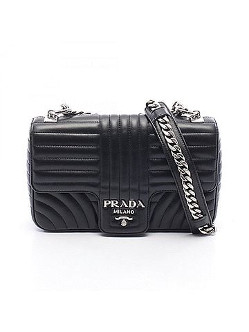 Prada Prada Diagram Chain Shoulder Bag, Medium Handbag, Leather, Women's, Black (view 1)
