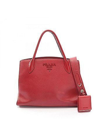 Prada Prada SAFFIANO CUIR C Monochrome 2-Way Handbag, Saffiano Leather, Women's, Red, 1BA155 (view 1)