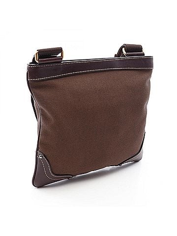 Prada Prada LOGO JACQUARD Shoulder Bag/Handbag, Canvas and Leather, Women's, Brown (view 2)